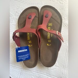 Birkenstock Red Gizeh Leather Thong Sandals